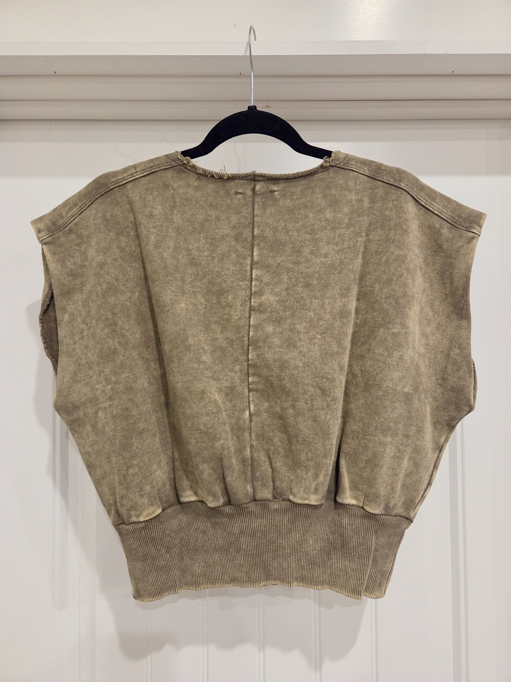 Zenanna Short Sleeve/Sleeveless Acid Washed Sweat Top - Picture 2 of 5